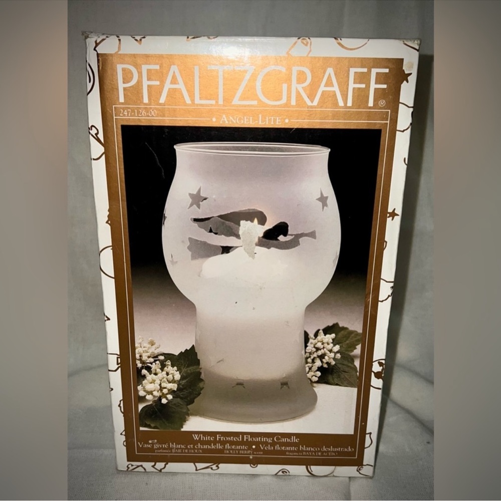 Pfaltzgraff Angel Lite, white frosted floating candle NIB